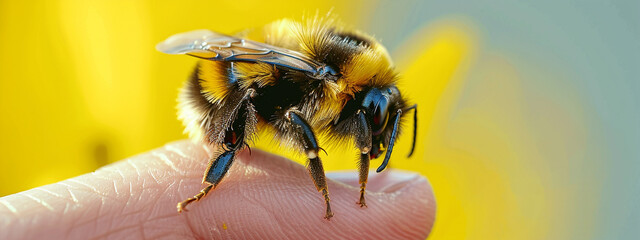 bumblebee sting close-up - obrazy, fototapety, plakaty