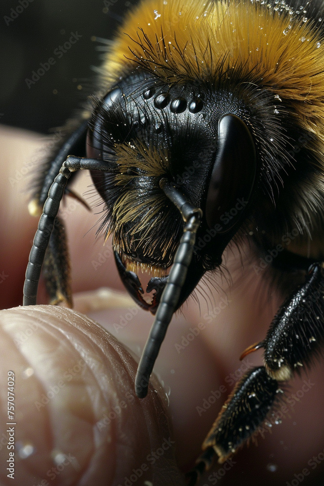 Wall mural bumblebee sting close-up