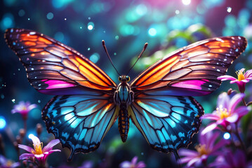 A futuristic colorful butterfly
