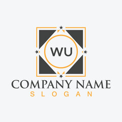 Initials letters WU square vector logo design for company branding