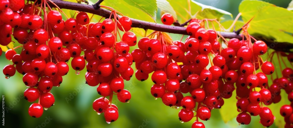 Poster a cluster of seedless red berries dangles from a tree branch, showcasing the natural food source pro