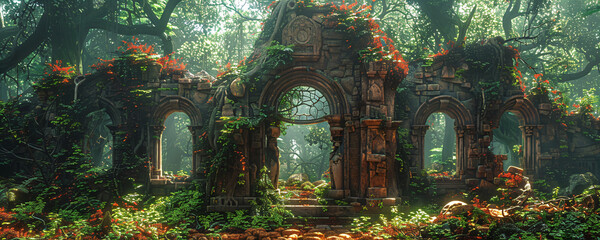 abandoned overgrown ruins