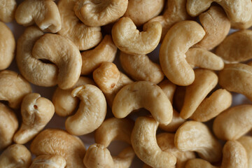 Cashew nuts close up.