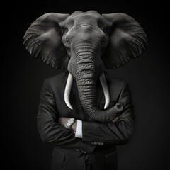 Elephant in Suit Symbolizing Leadership and Strength