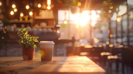 Coffee Shop Table in Golden Hour