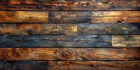 Old wooden wall background or texture. Wooden planks with knots.