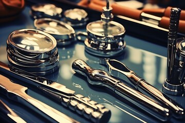 Close-up of dental instruments and tools for precise dental procedures and treatments