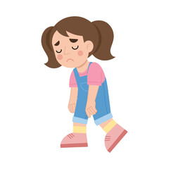 Vector illustration of sad little girl