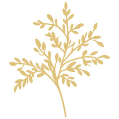 Golden leaf floral stem bunch tree vector decoration can change color