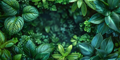 Green leaves background with copy space for text. Nature background concept.