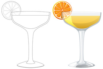 Vector art of empty and filled cocktail glasses