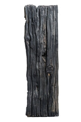 Piece of dark empty wood banner isolated on transparent background Generative Ai 