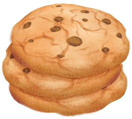 Watercolor chocolate chip cookies illustration