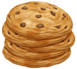 Watercolor chocolate chip cookies illustration