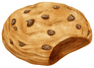 Watercolor chocolate chip cookies illustration