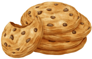 Watercolor chocolate chip cookies illustration