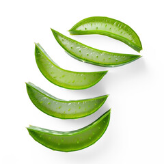 Sliced pieces of aloe vera, which lie at a distance from each other, on transparency background PNG
 - obrazy, fototapety, plakaty