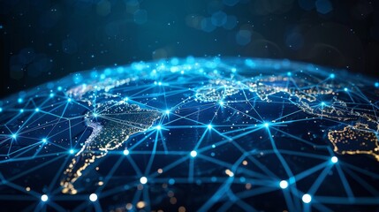 Naklejka na ściany i meble Digital world globe, concept of global network and connectivity on earth