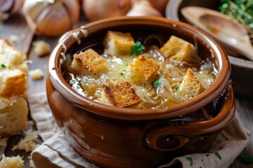 Onion soup, a traditional French dish