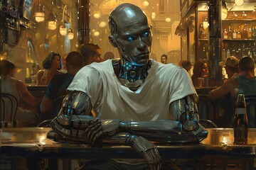 Cyborg Chill A Futuristic Night Out Generative AI