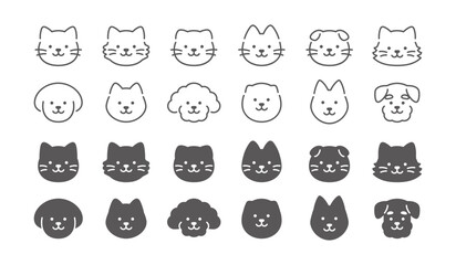 犬と猫のシンプルアイコン