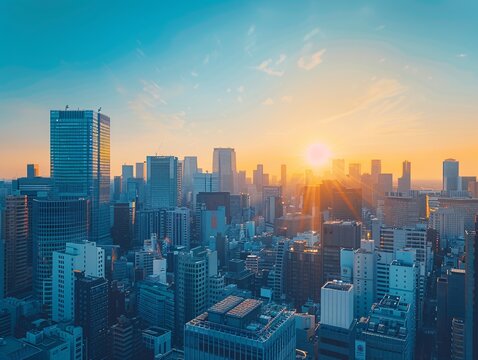 Sunrise in the City A Glimpse of the Urban Skyline Generative AI