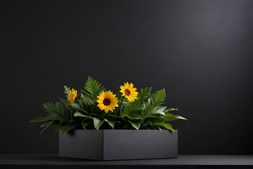 Empty product podium and copy space with Dark background, Front Angle Shot, Studio Lighting,...