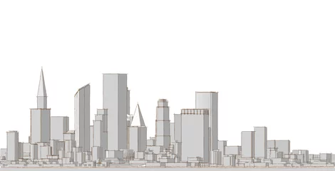 Deurstickers modern city panorama 3d illustration © Svjatoslav