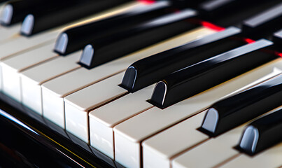 Close-up of a piano keyboard, Generative AI 