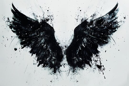 Fly High Black and White Angel Wings Generative AI