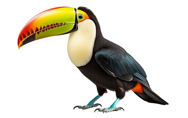 Captivating image of a colorful toucan, a tropical bird. Isolated On PNG OR Transparent Background.