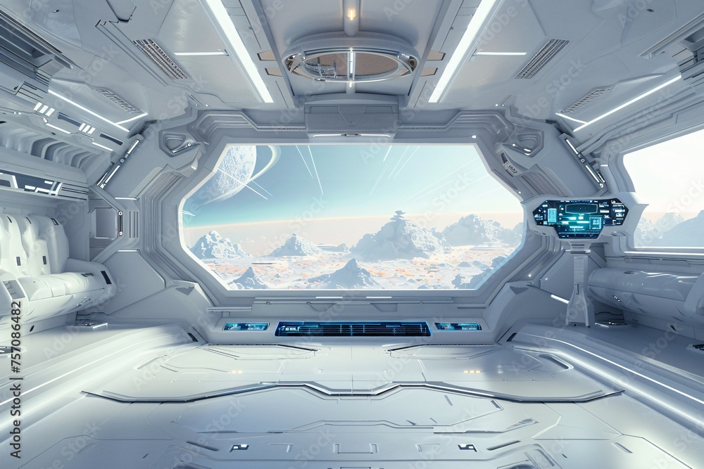 Poster spacex crew dragon a futuristic spacecraft with a view of the universe generative ai
