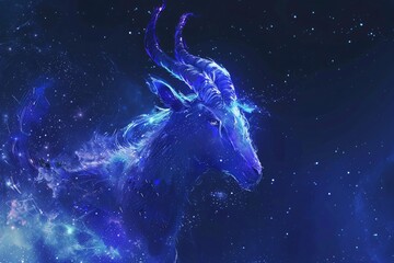 Obraz na płótnie Canvas Galaxy Goat A Celestial Creature in the Night Sky Generative AI