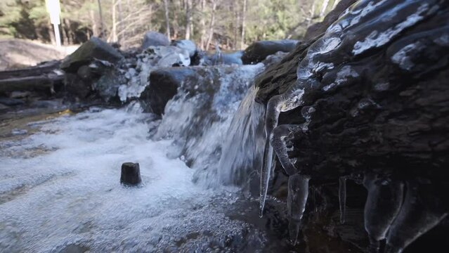 icicles near stream