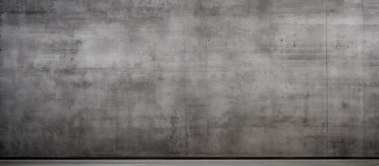 A room with concrete walls and floors, featuring a monochrome color scheme with shades of brown and grey. The minimalist design includes rectangular patterns and a dark atmosphere