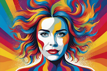Schizophrenia mental health Disorder. a colorful vivid background. An illustration of Schizophrenia, isolated on white, Mental health concept, women, self muttering ,