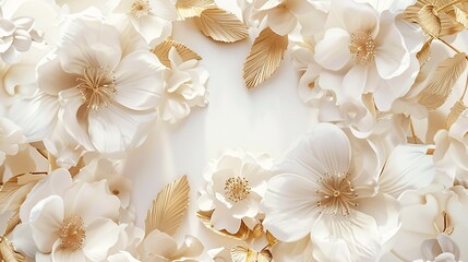 Floral Fusion A Blend of White and Gold Petals for a Timeless Look Generative AI