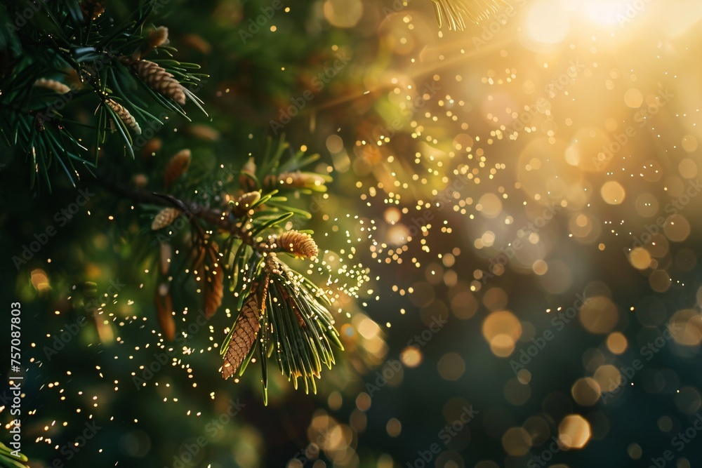 Poster glowing pine tree branches generative ai