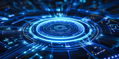 Futuristic technology and digital interface concept with abstract design, symbolizing innovation and virtual communication