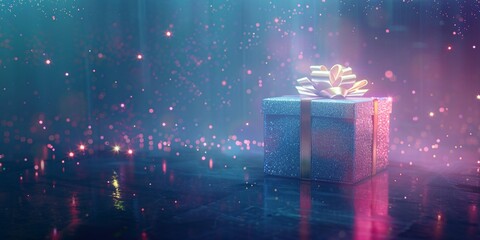 Glittery Gift Box A Sparkling Present for the New Year Generative AI