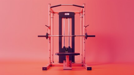 Pink and black gym equipment set against a matching pink background