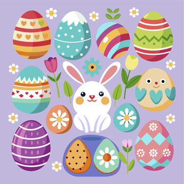 Happy easter bunny and egg vector image