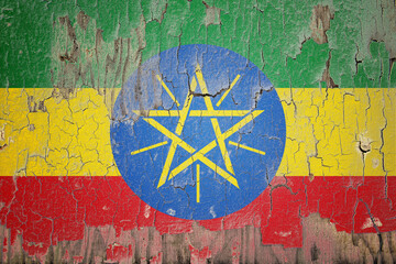 Ethiopia flag painted on the cracked wall