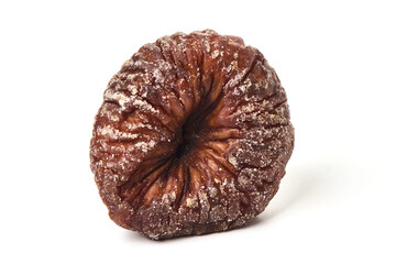 Dried figs, close-up, isolated on white background.