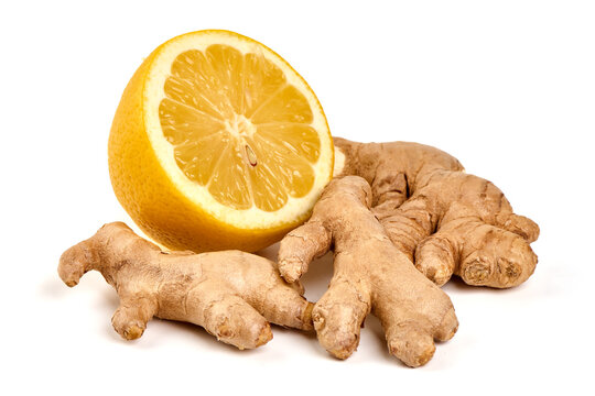 Fresh Ginger, isolated on a white background. Close-up.