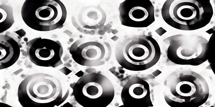design pattern wallpaper drawn hand monochrome grunge creative tileable background texture paint acrylic artistic white and black motif target bullseye or circles concentric painted seamless