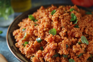 A traditional Turkish bulgur salad - Kisir	