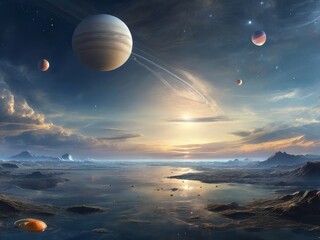 What the sky would look like living on Saturn HD Wallpapers