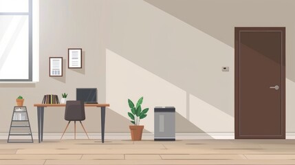 Fototapeta premium Spacious living room with sleek furniture and a comfortable armchair bathed in warm lamplight