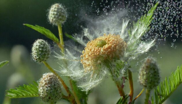 Visualization of Hay Fever and Pollen - Hay Fever Season - Spreading of Pollen in the Air by Nature - Allergies for Plants and Flowers